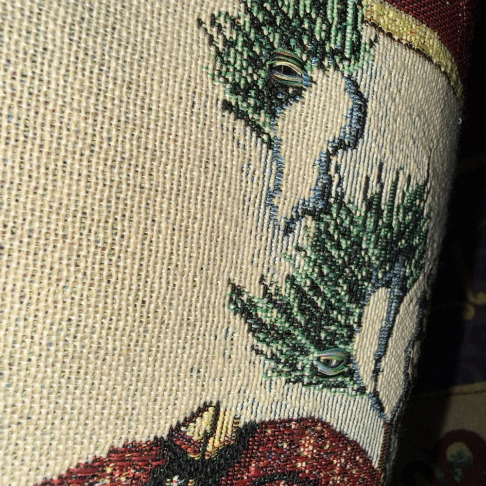 Fireside Christmas Wall Tapestry Red Cardinals Tree Country 36x25 NO LIGHTS Read
